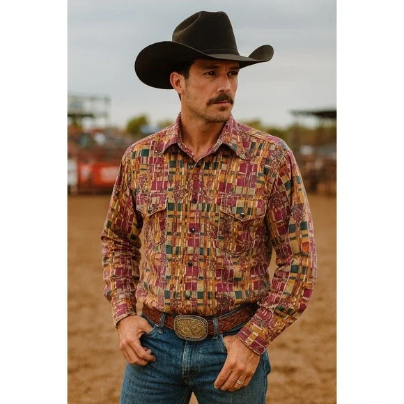 VTG The 45th West Collection Mens Button Down Shirt L Southwestern City Chic - Picture 9 of 9